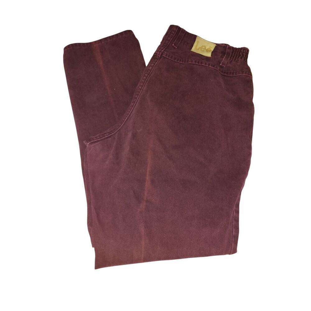 VINTAGE 80s RIDERS Burgundy High Waist Tapered Leg Mom Jean Size 22W Retro - Picture 2 of 12